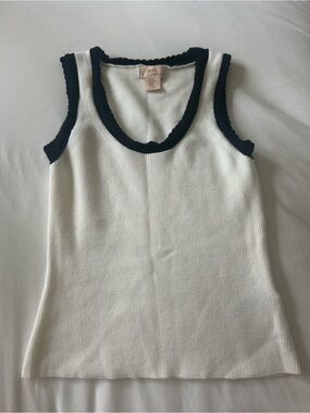 Camila Coelho Cream Tank with Black Trim